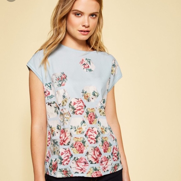 Ted Baker London Tops - NEW Ted Baker patchwork t shirt blouse Sz 2